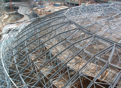 Design of space frame for basketball hall roof structure 2