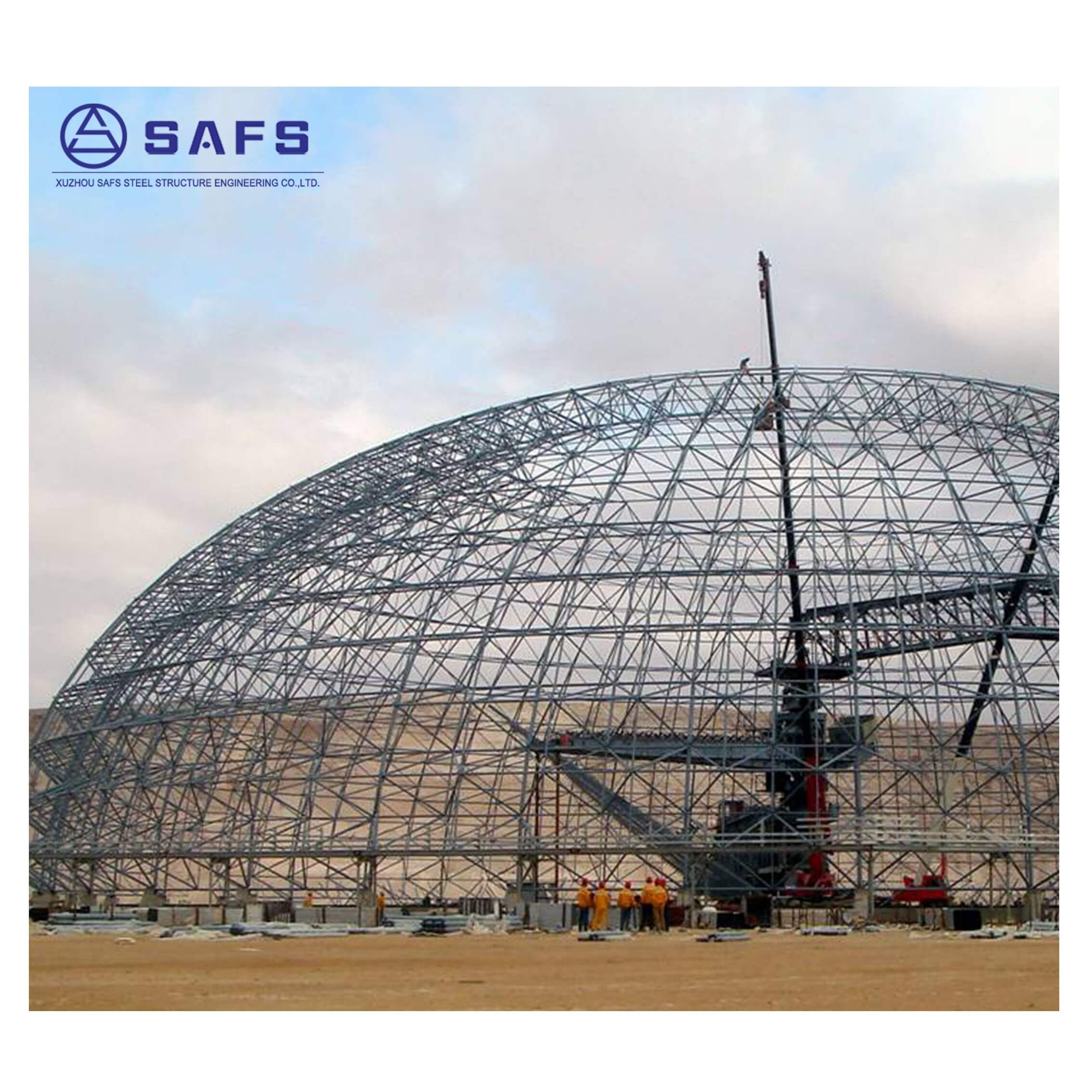 China Manufacture Dome steel structure Space Frame Construction Coal Storage Shed Design