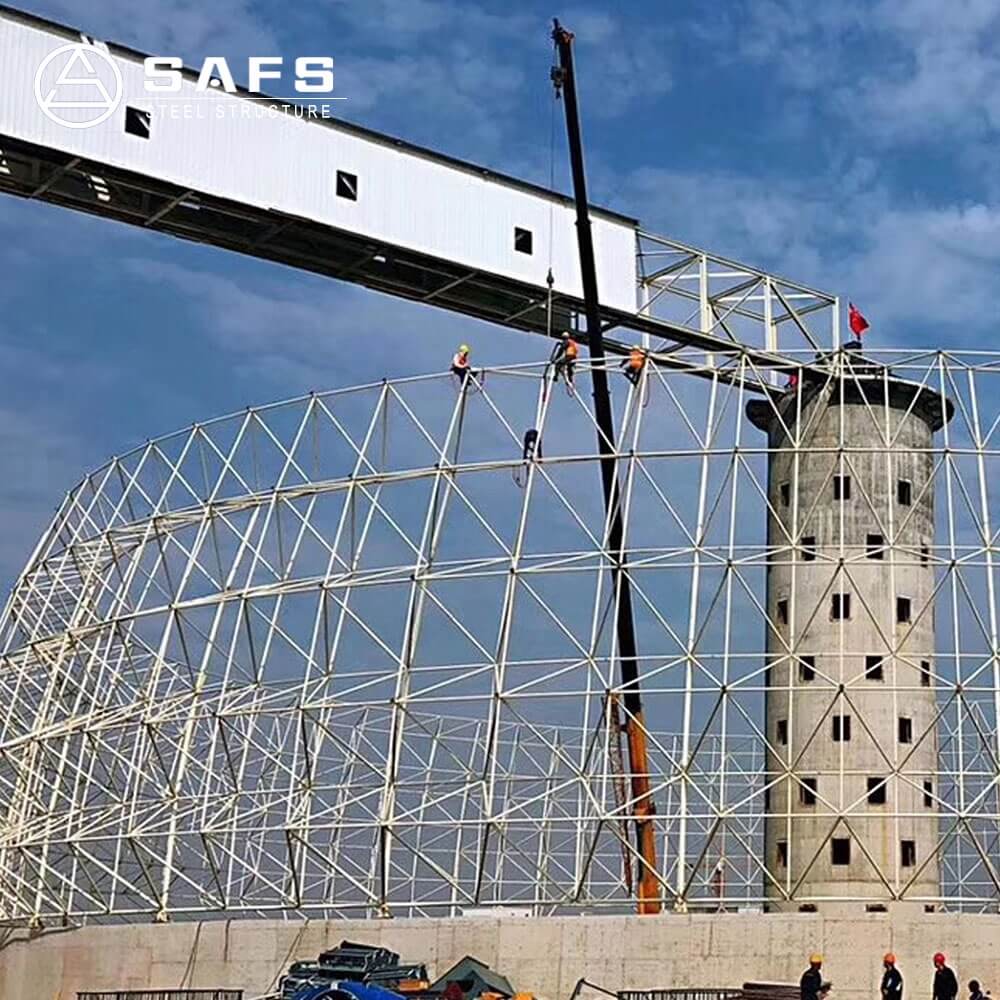 Low Cost Space Frame Structural for Dome Coal Storage Shed Construction