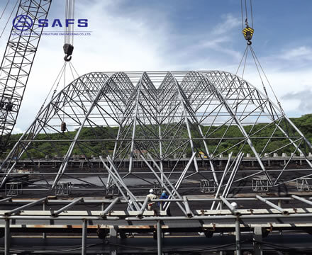 Large Span Design Space Frame Steel Structural Arch Roof Design Coal Storage Shed