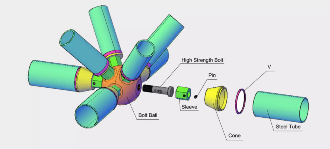  bolted-ball space frame