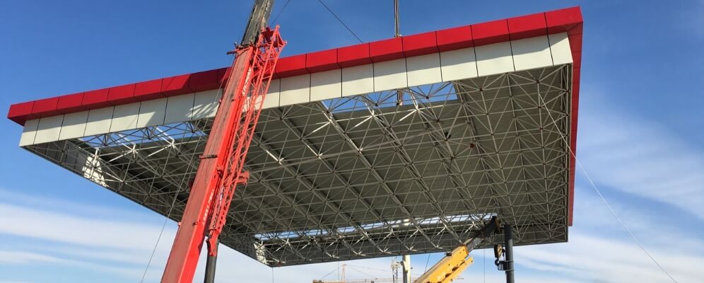 Gas Station Canopy Structure Installation