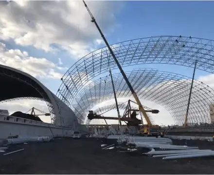 space frame closed coal storage shed