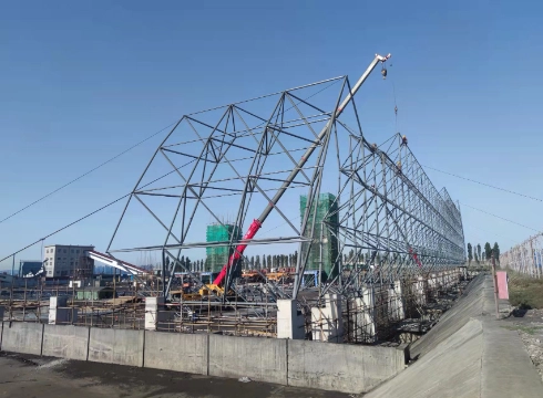 Space frame enclosed coal shed