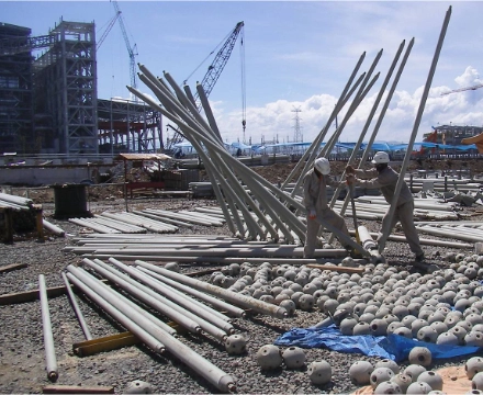 Construction site of space frame structure
