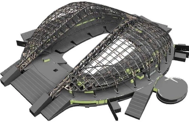 Does the space frame have an impact on the appearance of the building