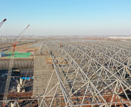 Coal shed space frame construction