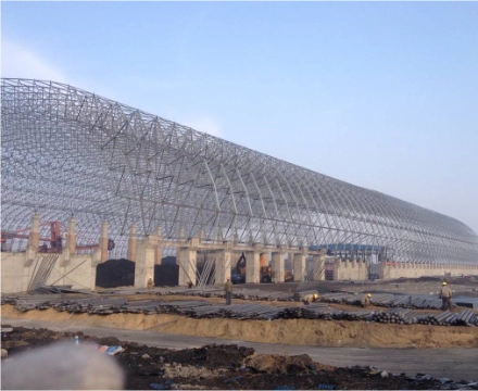 Large span coal shed space frame