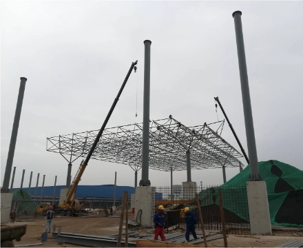 Space frame structure installation