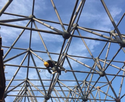 Steel space frame structure construction